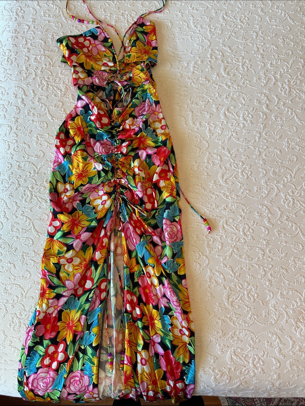NWT For Love & Lemons Mallory Lace-up Floral Maxi Dress, Small - Picture 6 of 9